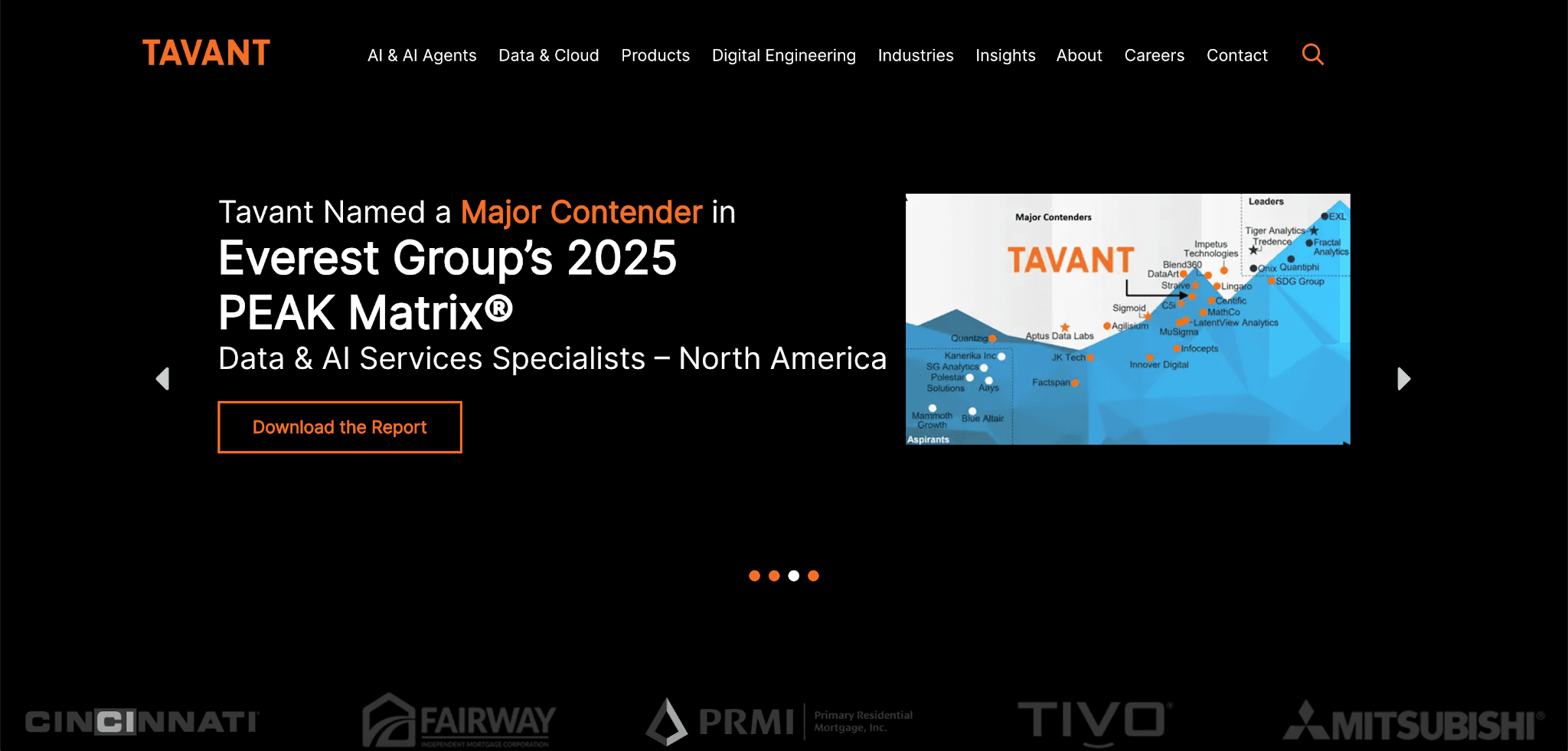 Tavant web homepage