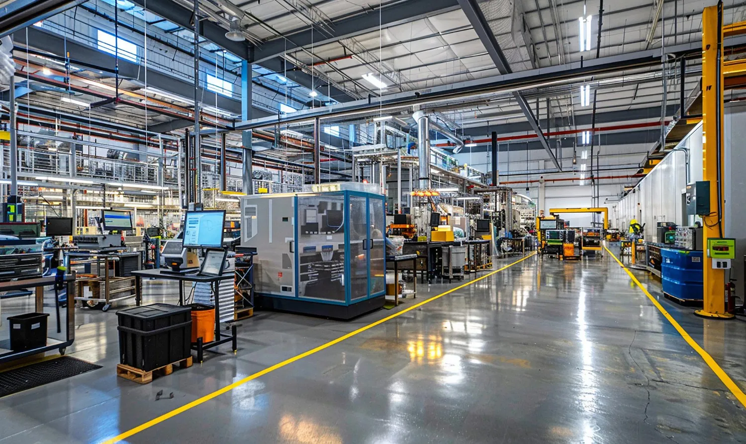 Large-scale industrial manufacturing facility with heavy machinery and equipment