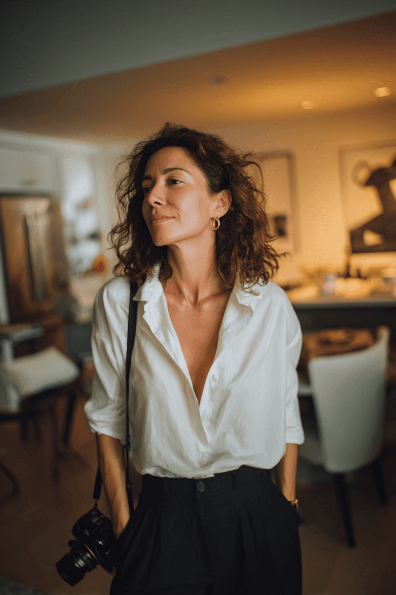 Women with camera posing