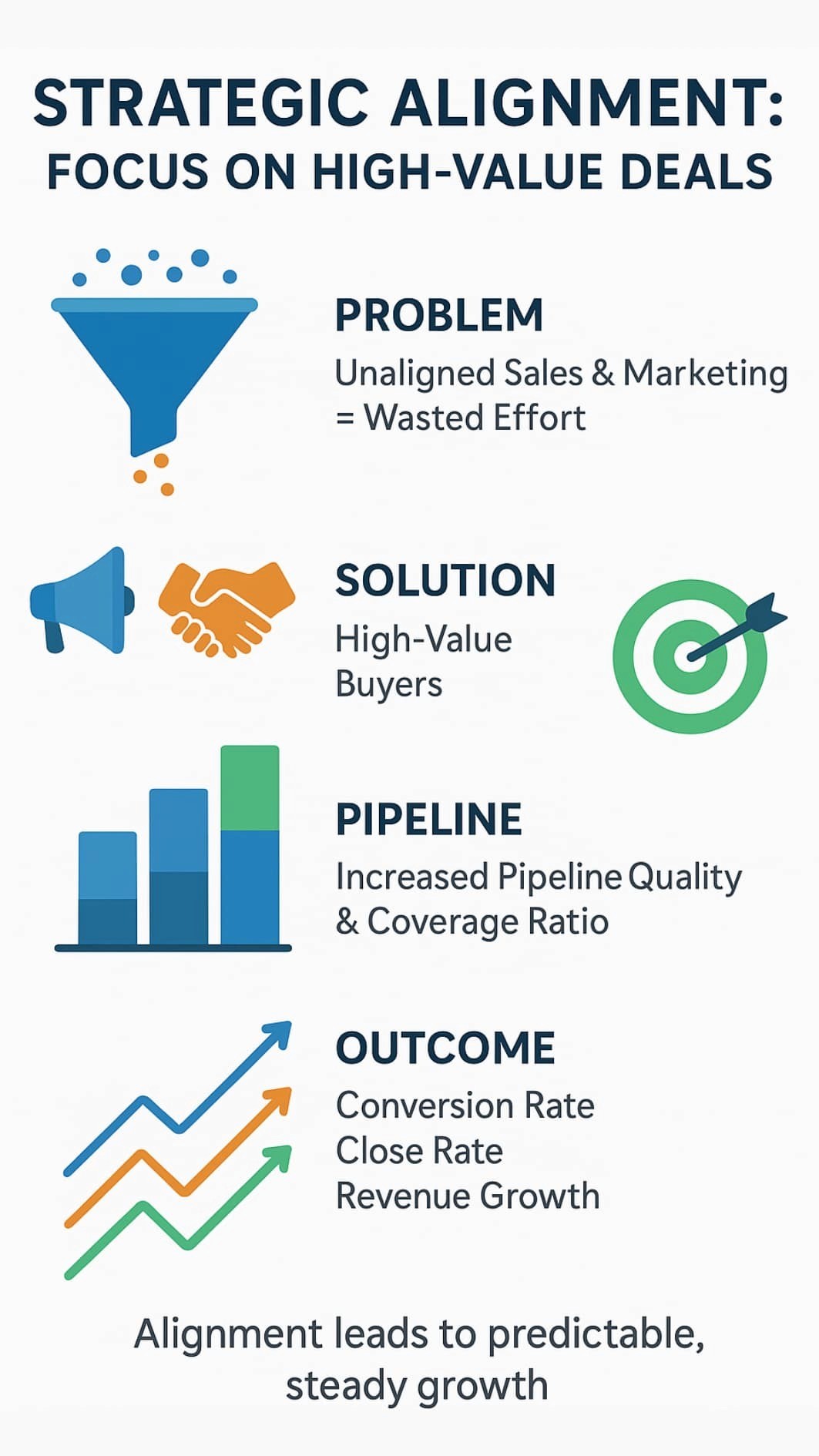 The strategic impact of aligning sales and marketing efforts to focus on high-value deals, resulting in a stronger sales pipeline and predictable growth.