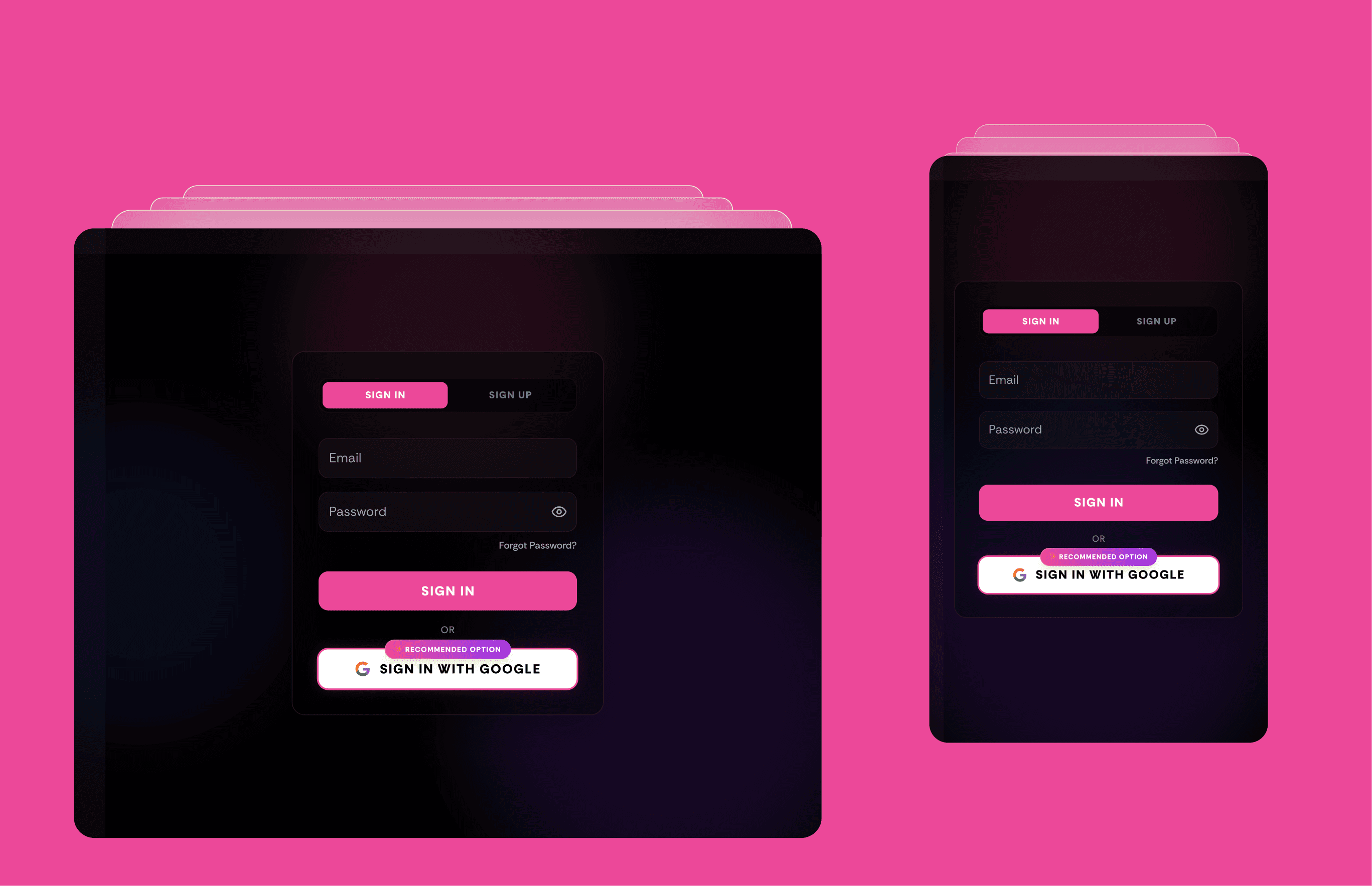 Mockup of the Auth Page