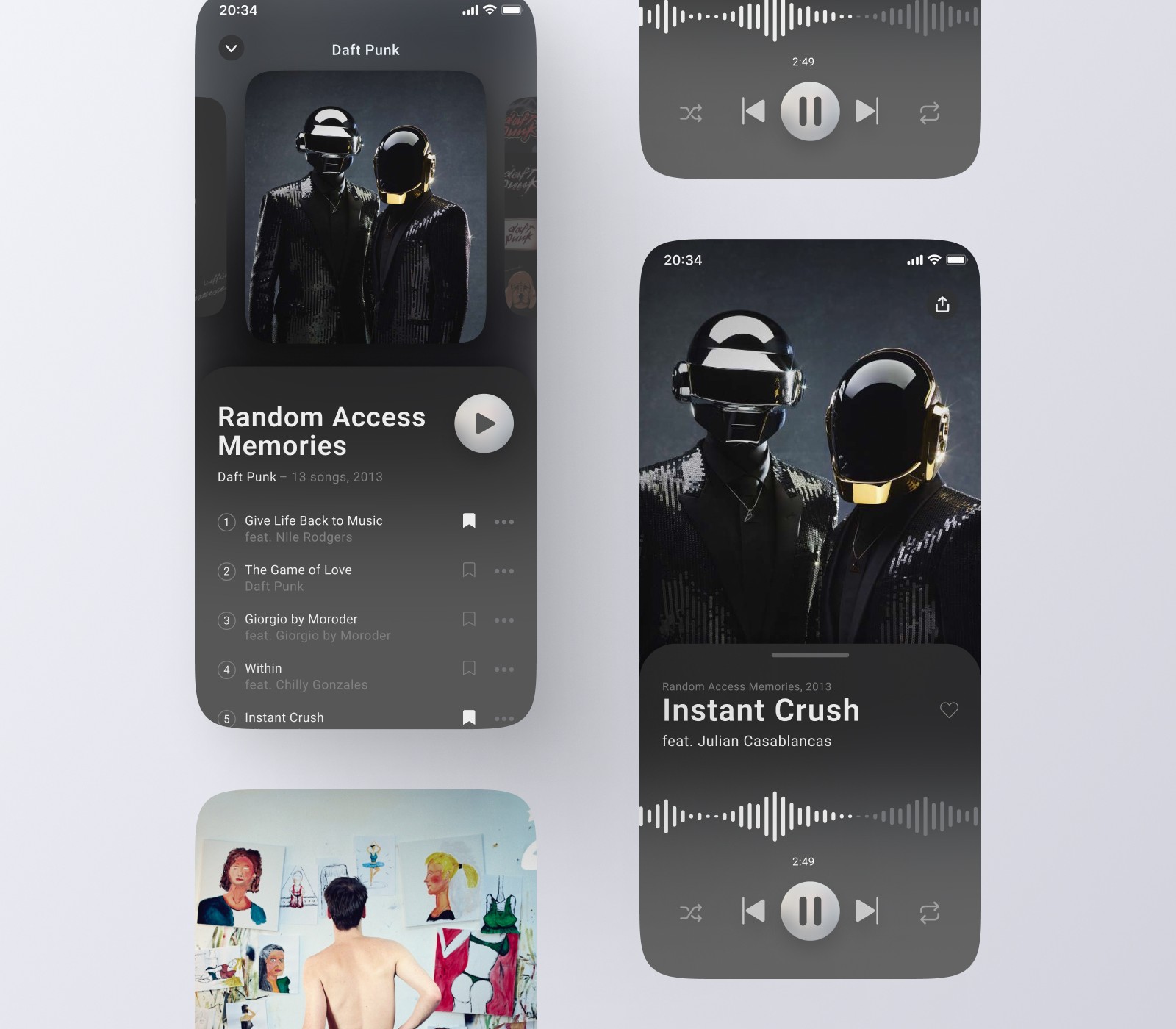 music player app ui design figma