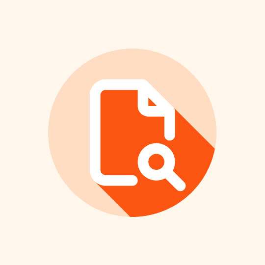 Icon of document with search magnifying glass