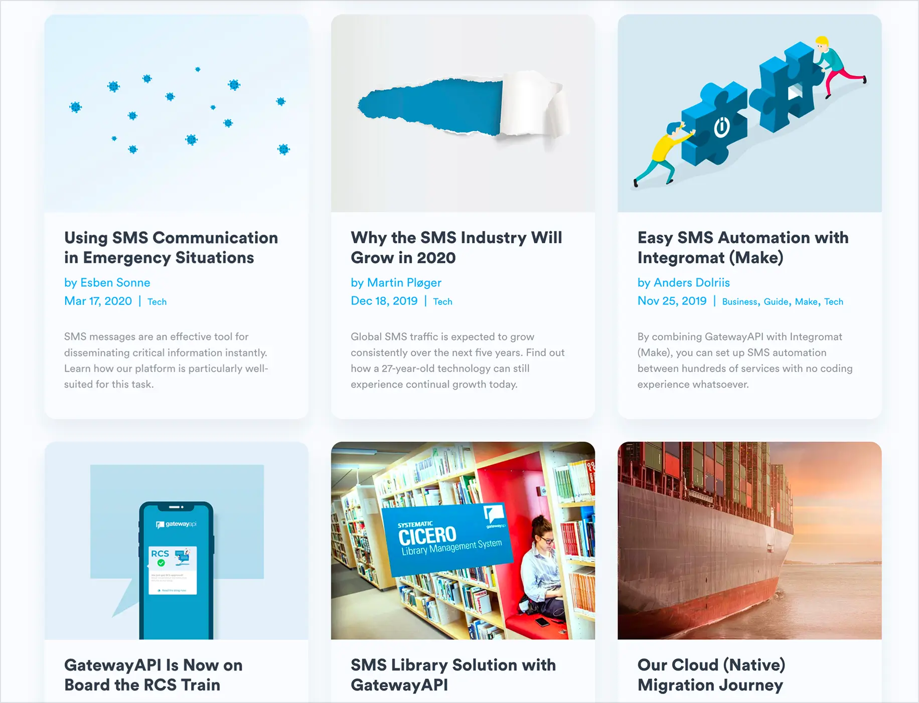 Visning af GatewayAPI's gamle blogindlæg oversigt