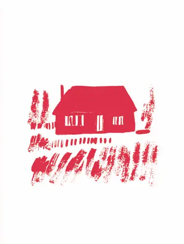 Red retreat building illustration