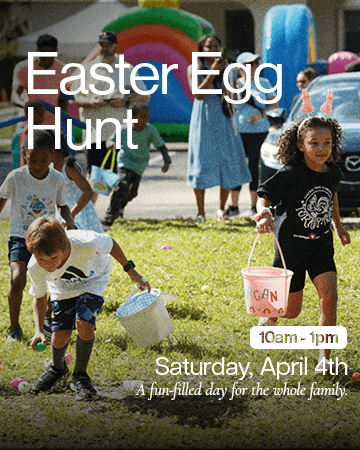 Easter Egg Hunt. A fun-filled day for the whole family. Saturday, April 19th at 10am-1pm.