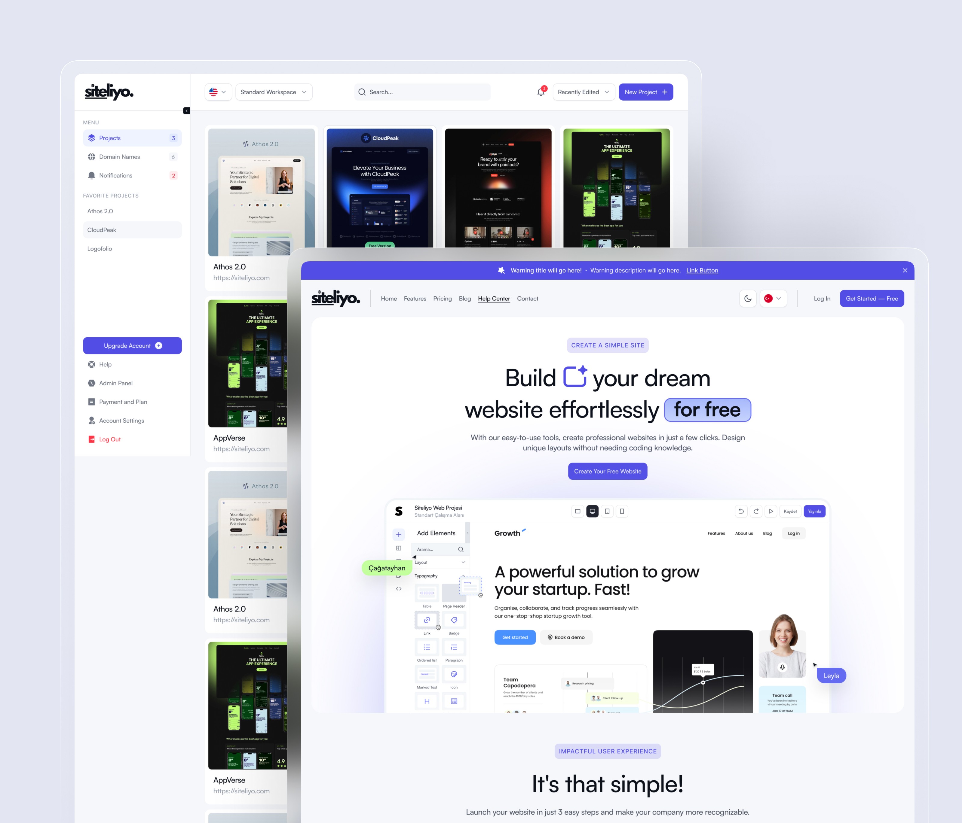 Siteliyo - no-code drag and drop website builder ui ux design