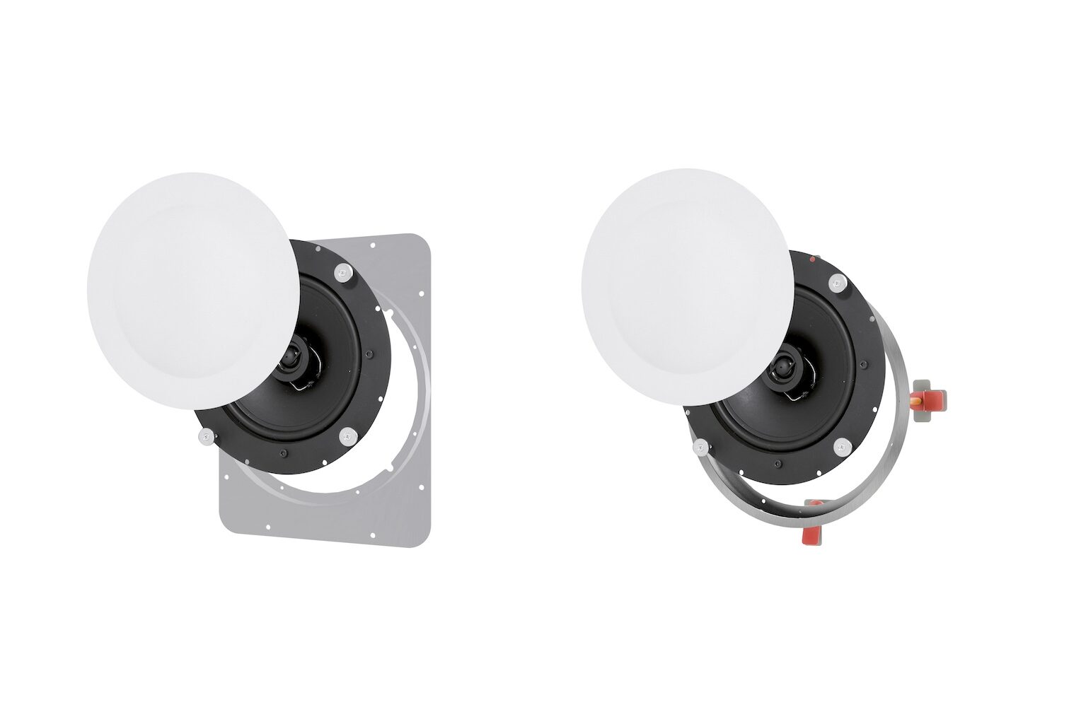 Black smart home device with screen showing time and temp
