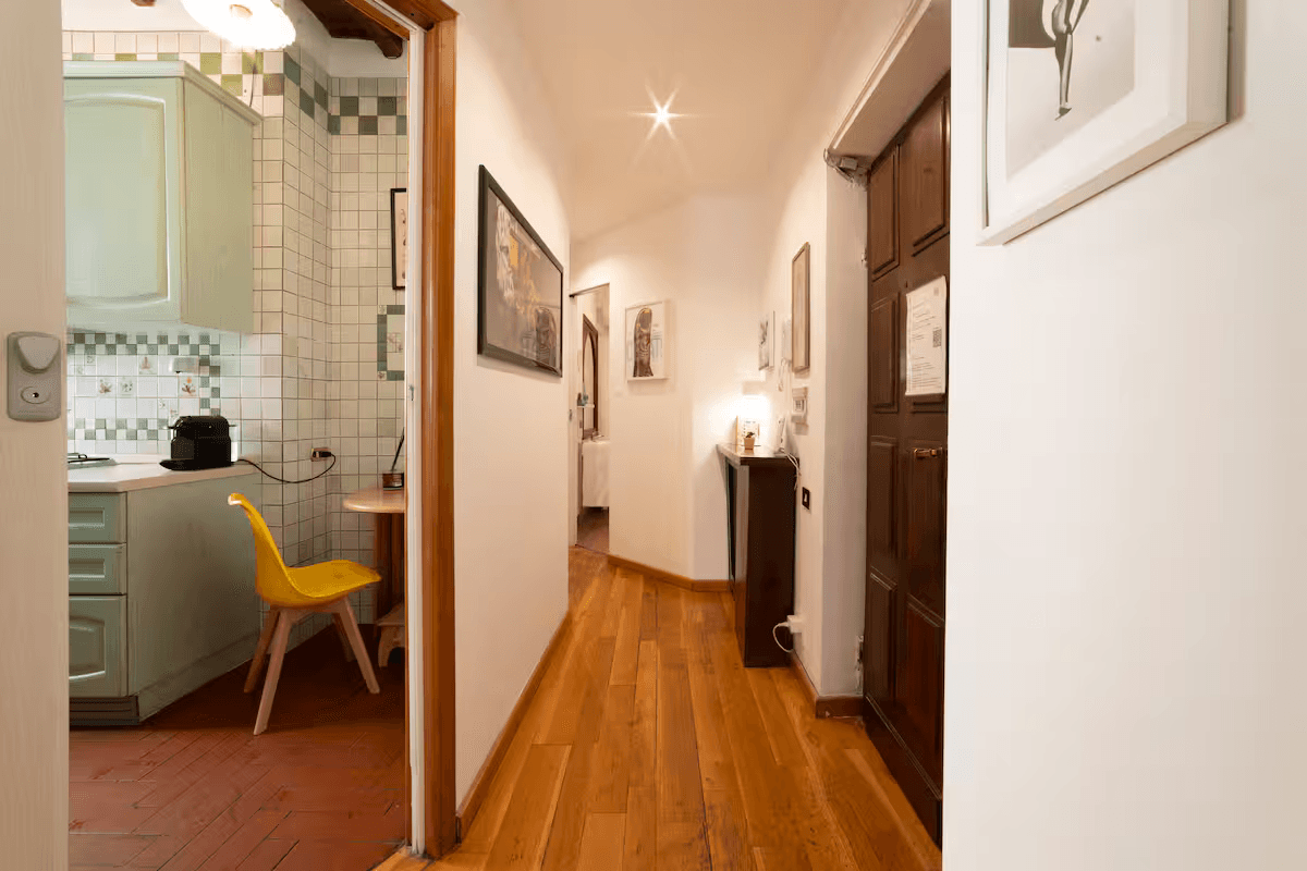 Modern office desk with angular design and leather chair