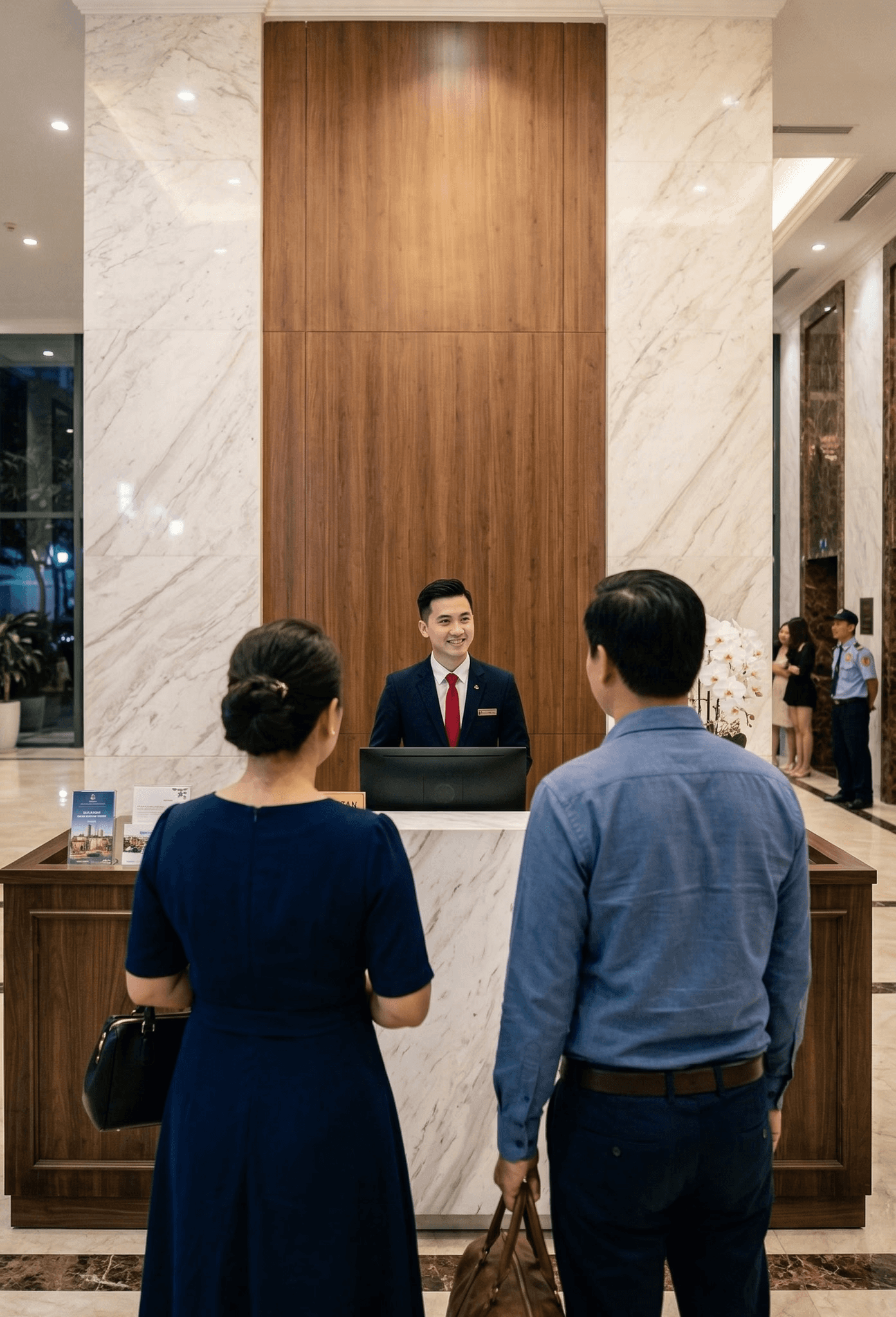 A man and a woman, both in business attire, are engaged in a serious discussion at a table with documents. The setting conveys a professional tone.
