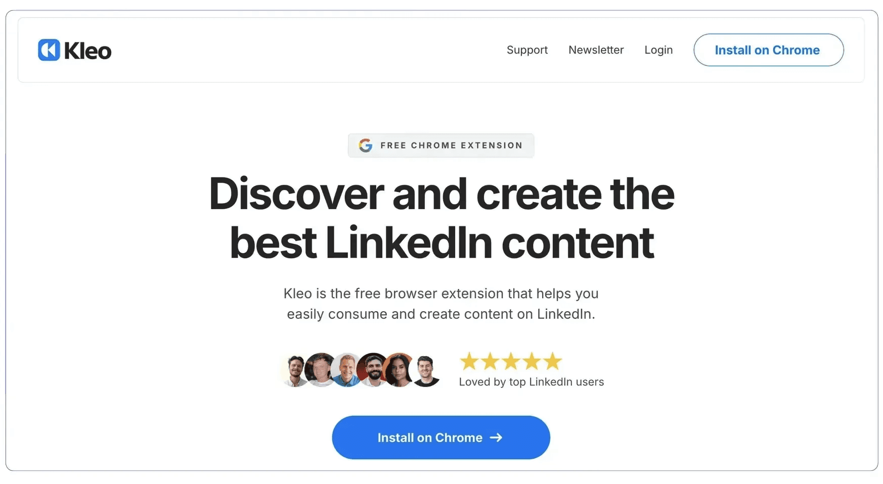 Kleo's landing page