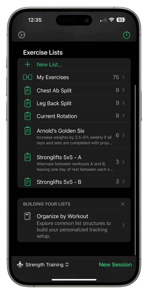 Workout Organizer