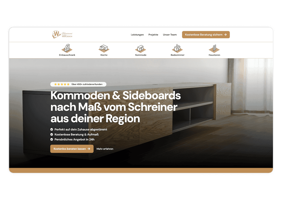 Screenshot der neuen Website Erstellung für Wash&Care aus Bonn