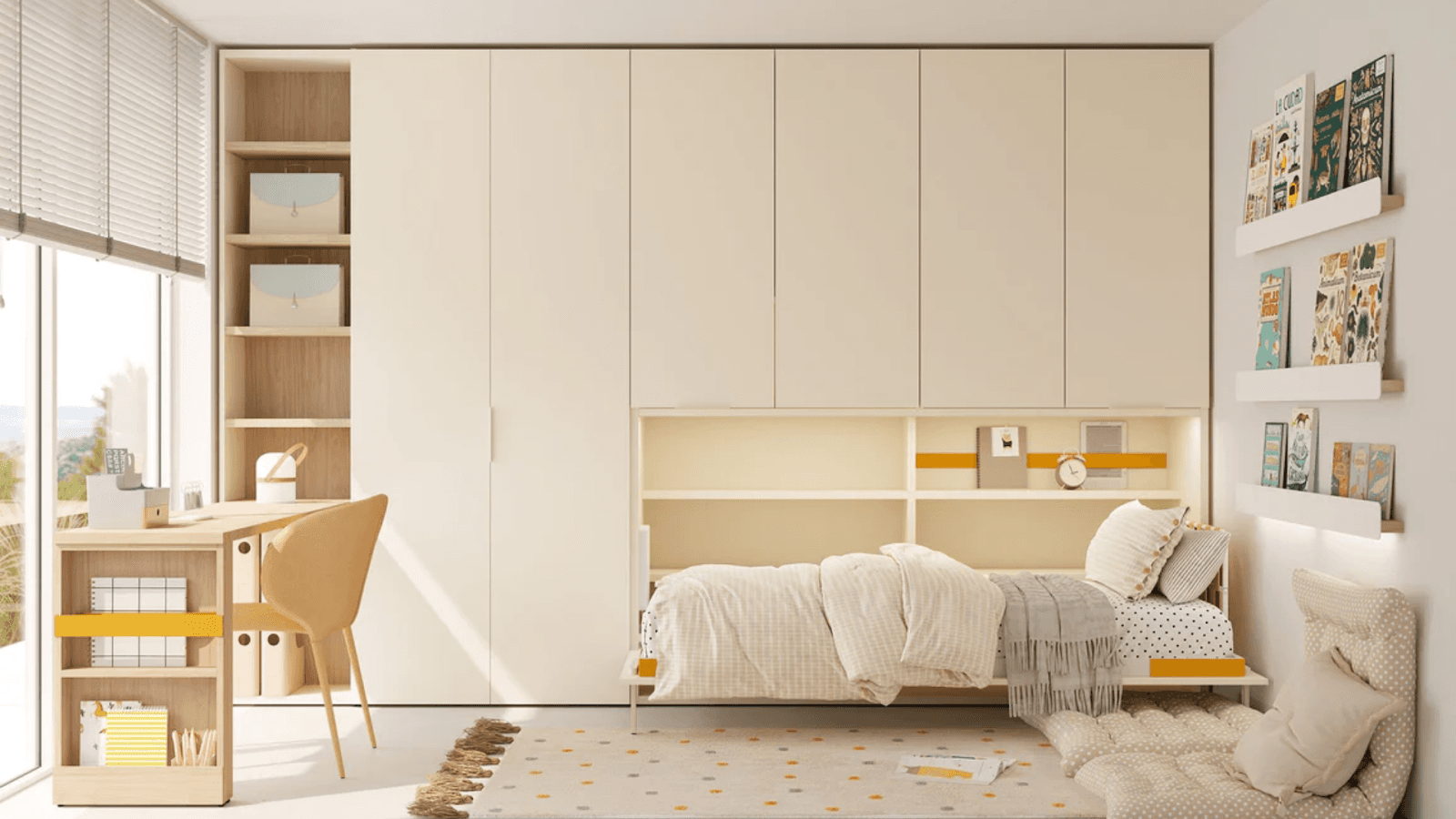 Bedroom With Integrated Wardrobe Wall
