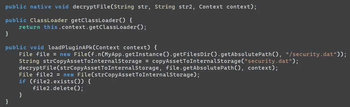Embedded APK loading routine