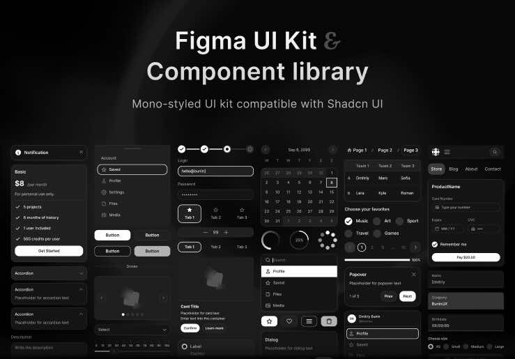 Figma UI Kit for Shadcn UI