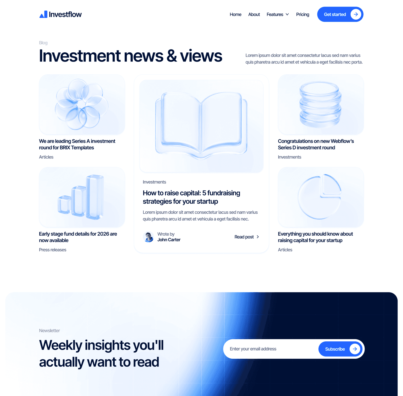 Investflow - Blog V2 Page - Investment Firm Framer Template