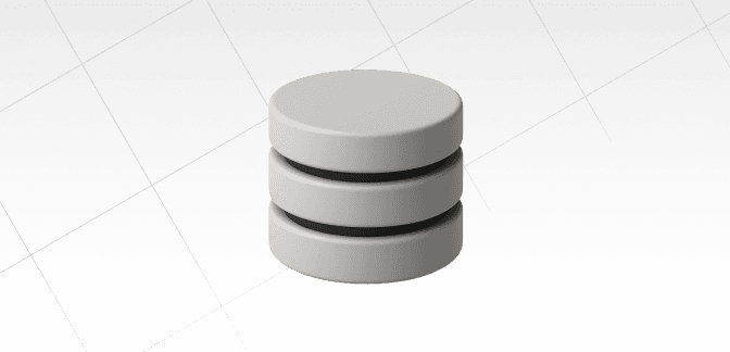 3D rendering of a stacked data cylinder icon, symbolizing data storage, information, and database.  