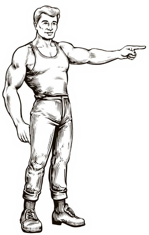 man pointing to content