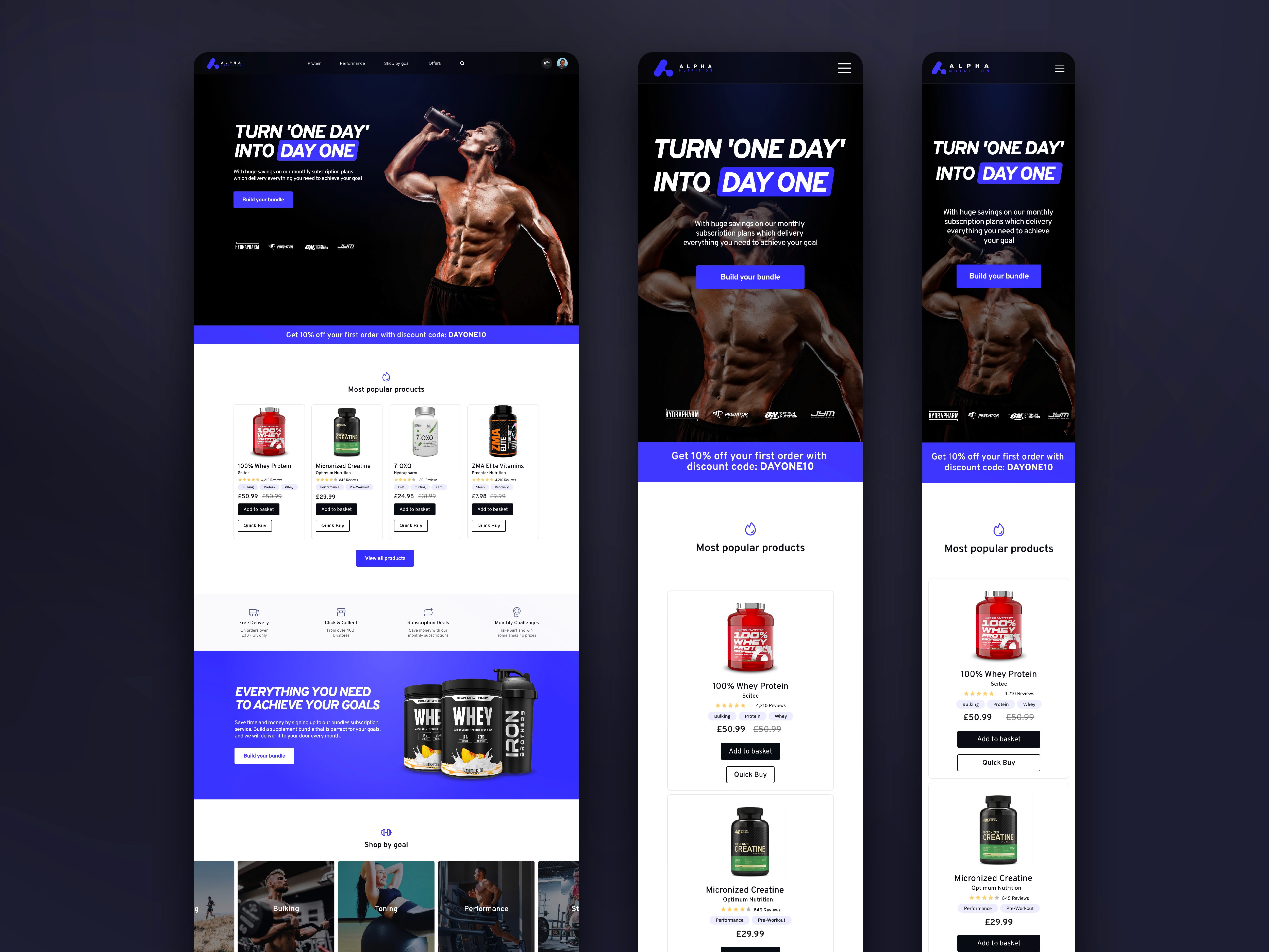 Image showing a website design for a supplements e-commerce website