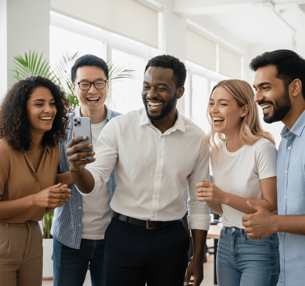 Grupo de pessoas contentes por terem sido aprovadas no cadastro e vão economizar na conta de luz