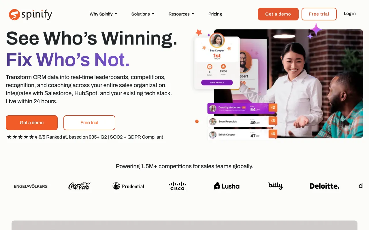 Spinify homepage, real-time leaderboards and AI-generated competitions