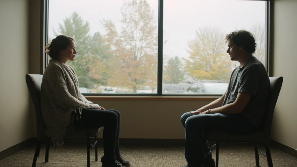 Therapist and client in conversation during session
