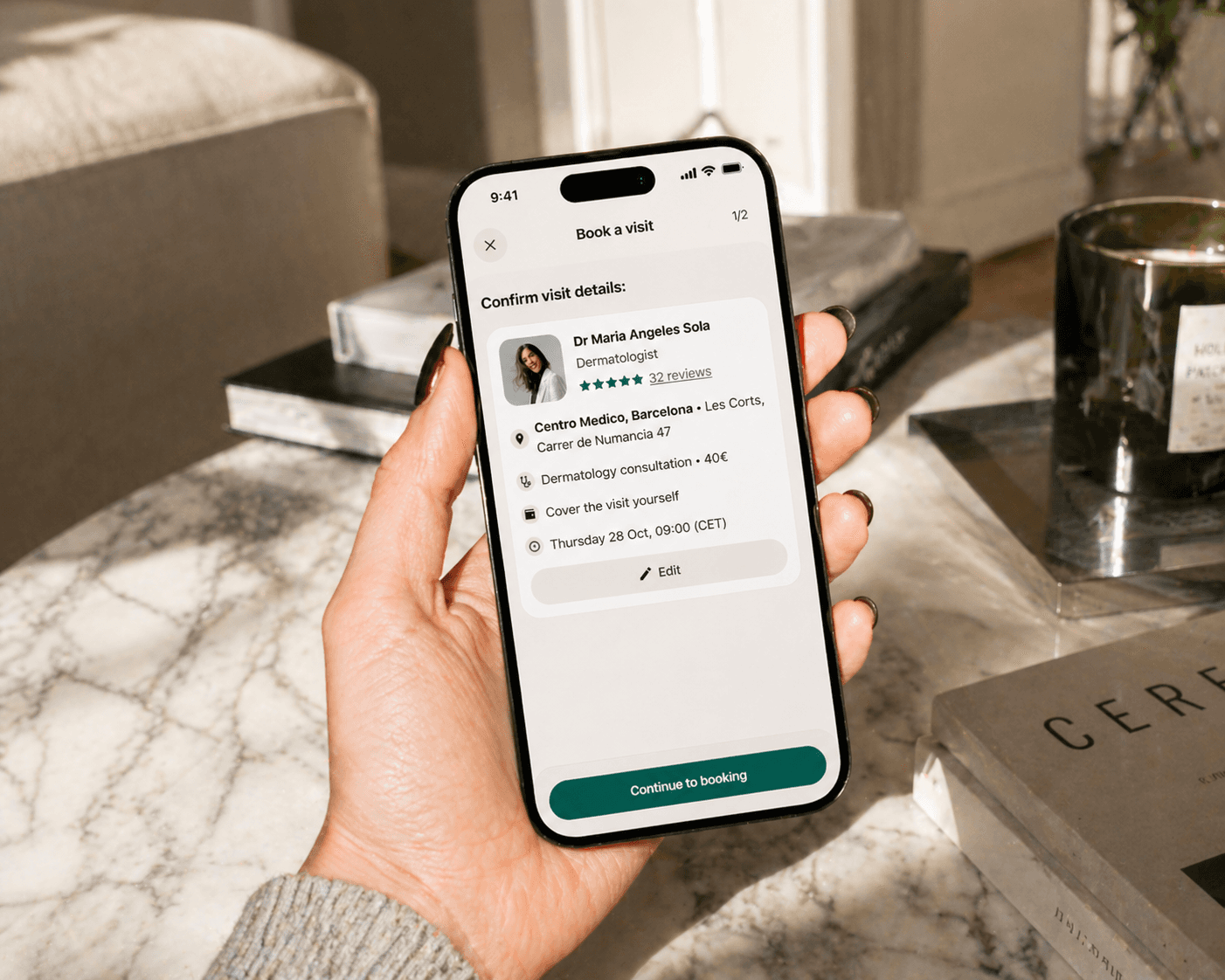 Booking flow in mobile app