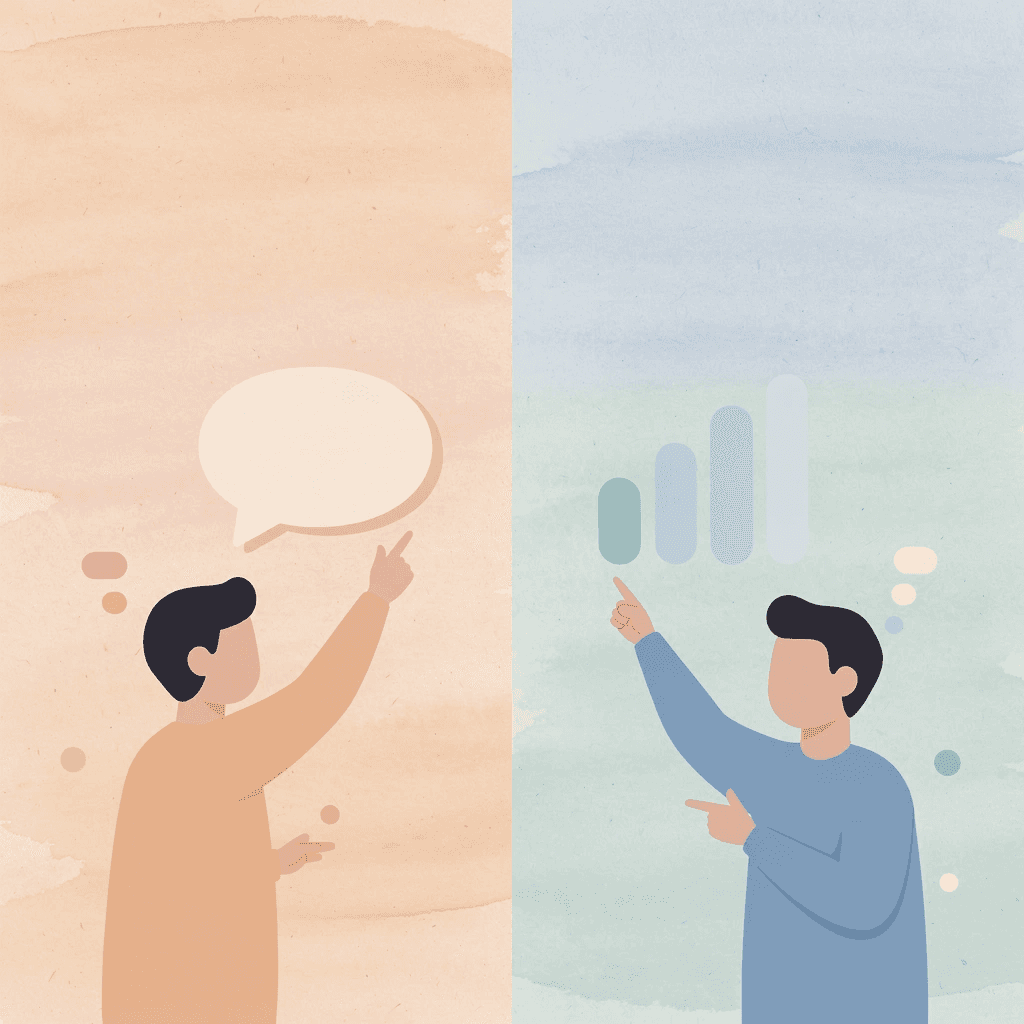 Comparison scene showing stressed day trader versus relaxed swing trader