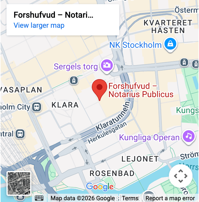 Karta till Forshufvud Notarius Publicus