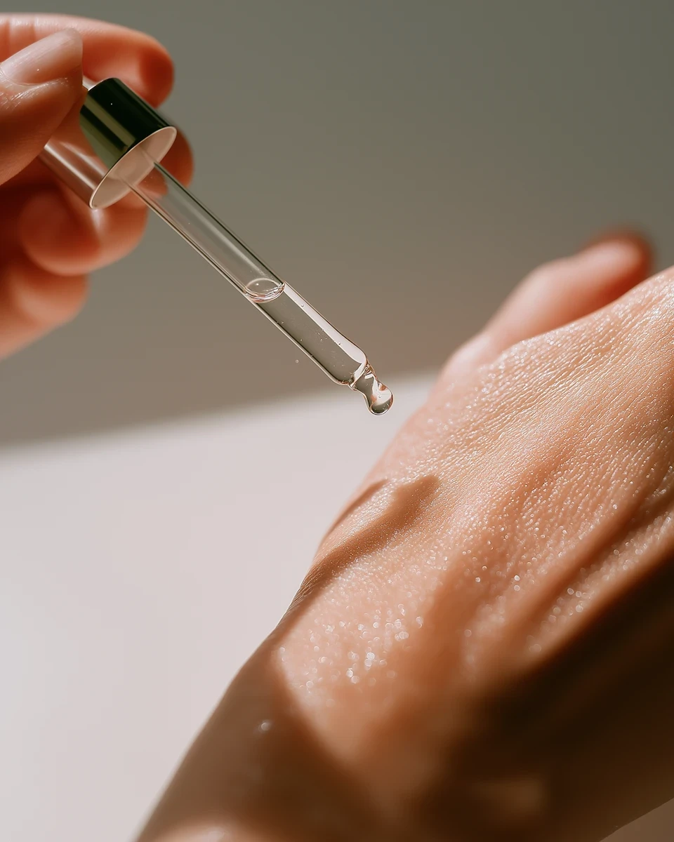 applying serum on hand