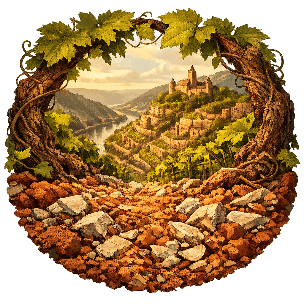 Detailed graphic of the Neckar wine region.