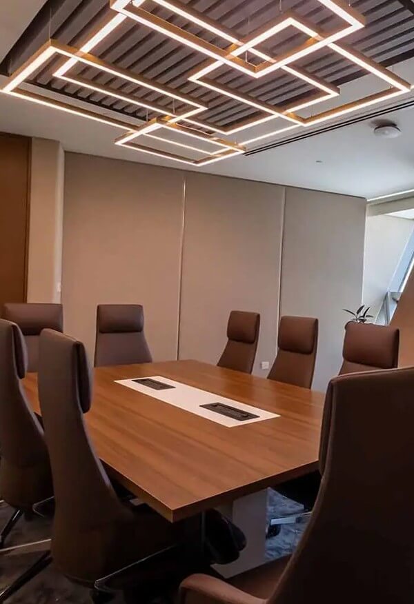 Modern conference room. Book our premium office space for meetings, or use the facilities at our coworking space.