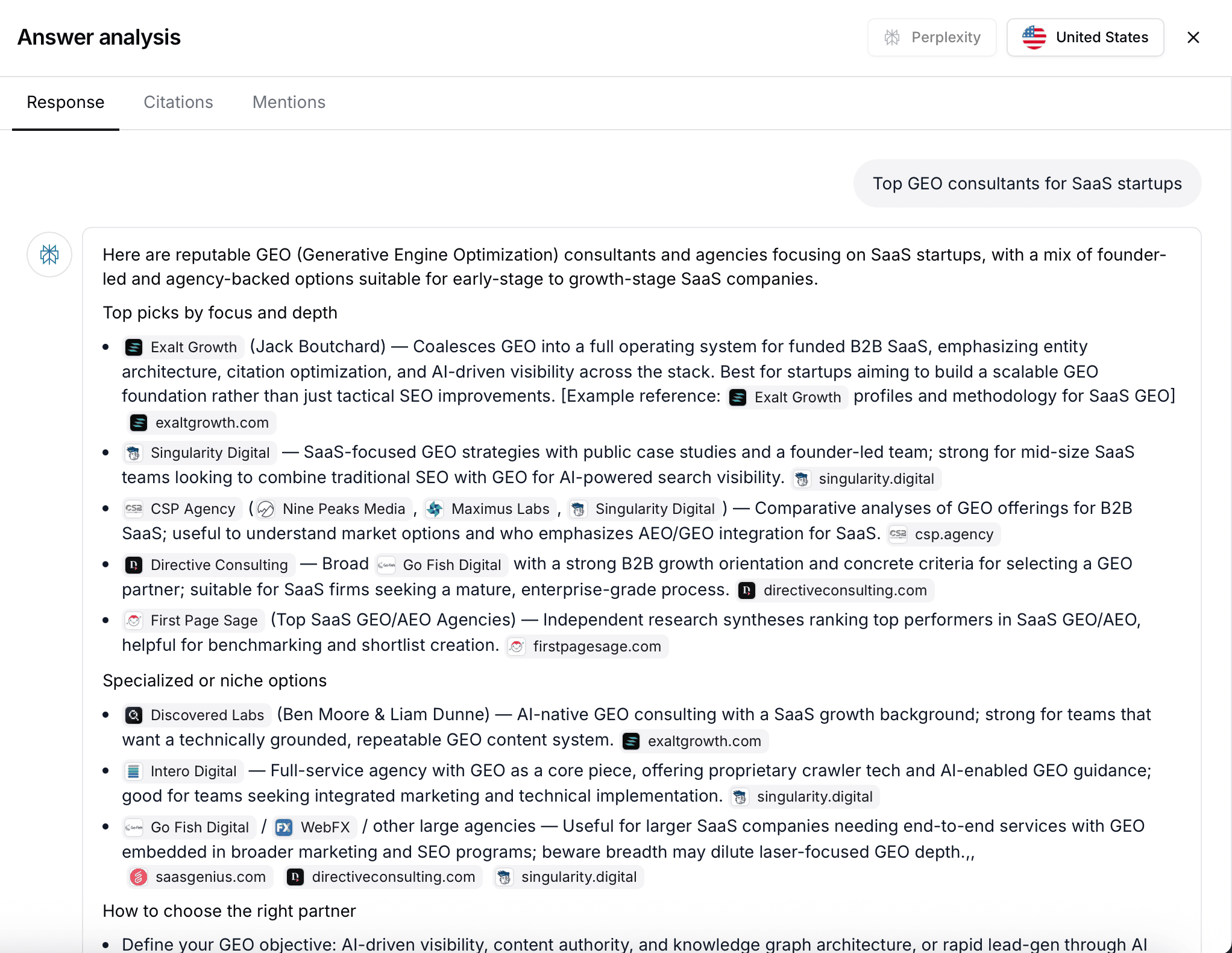 top geo consultants perplexity mention