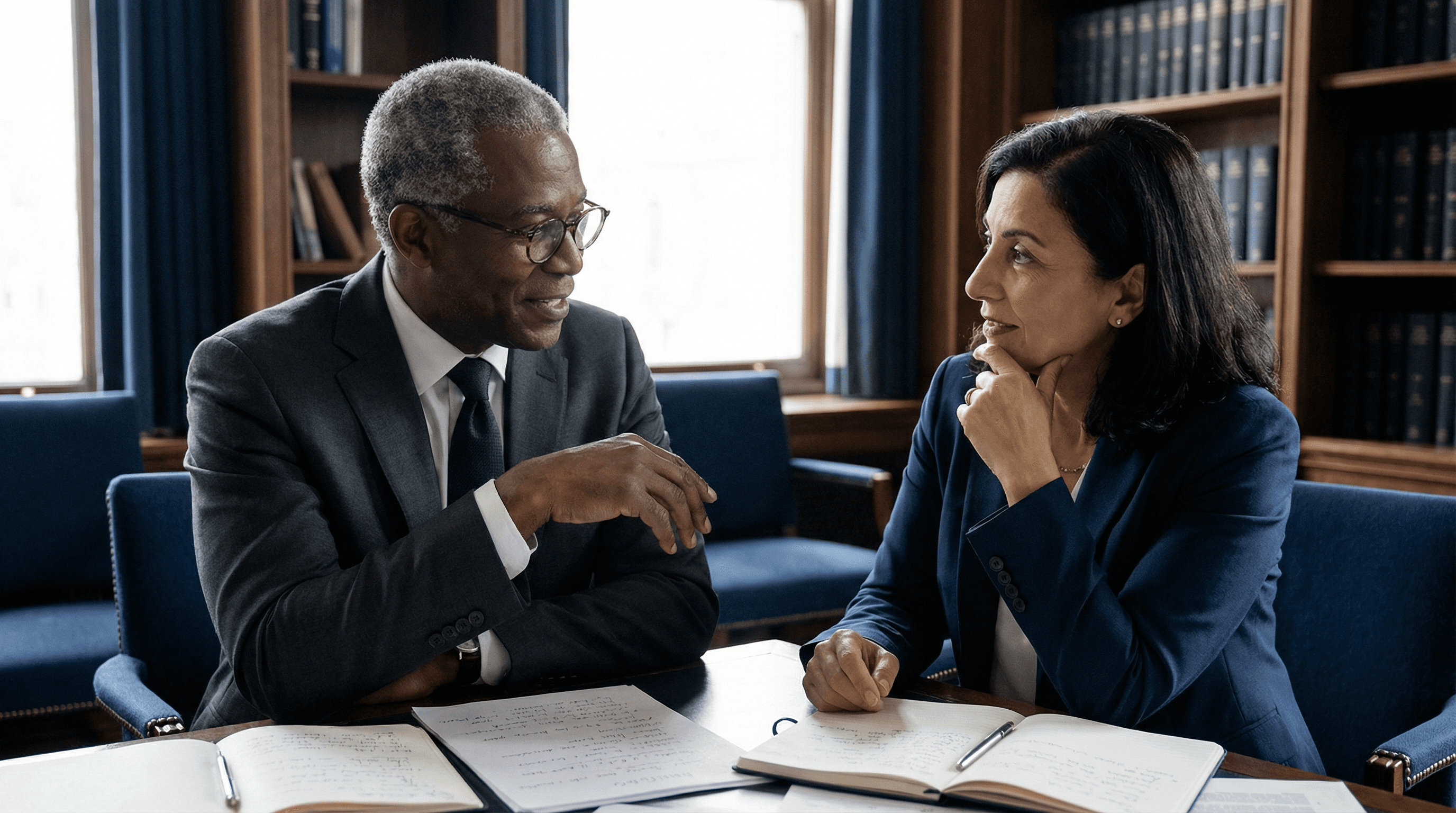 person sitting in a chair in front of a man