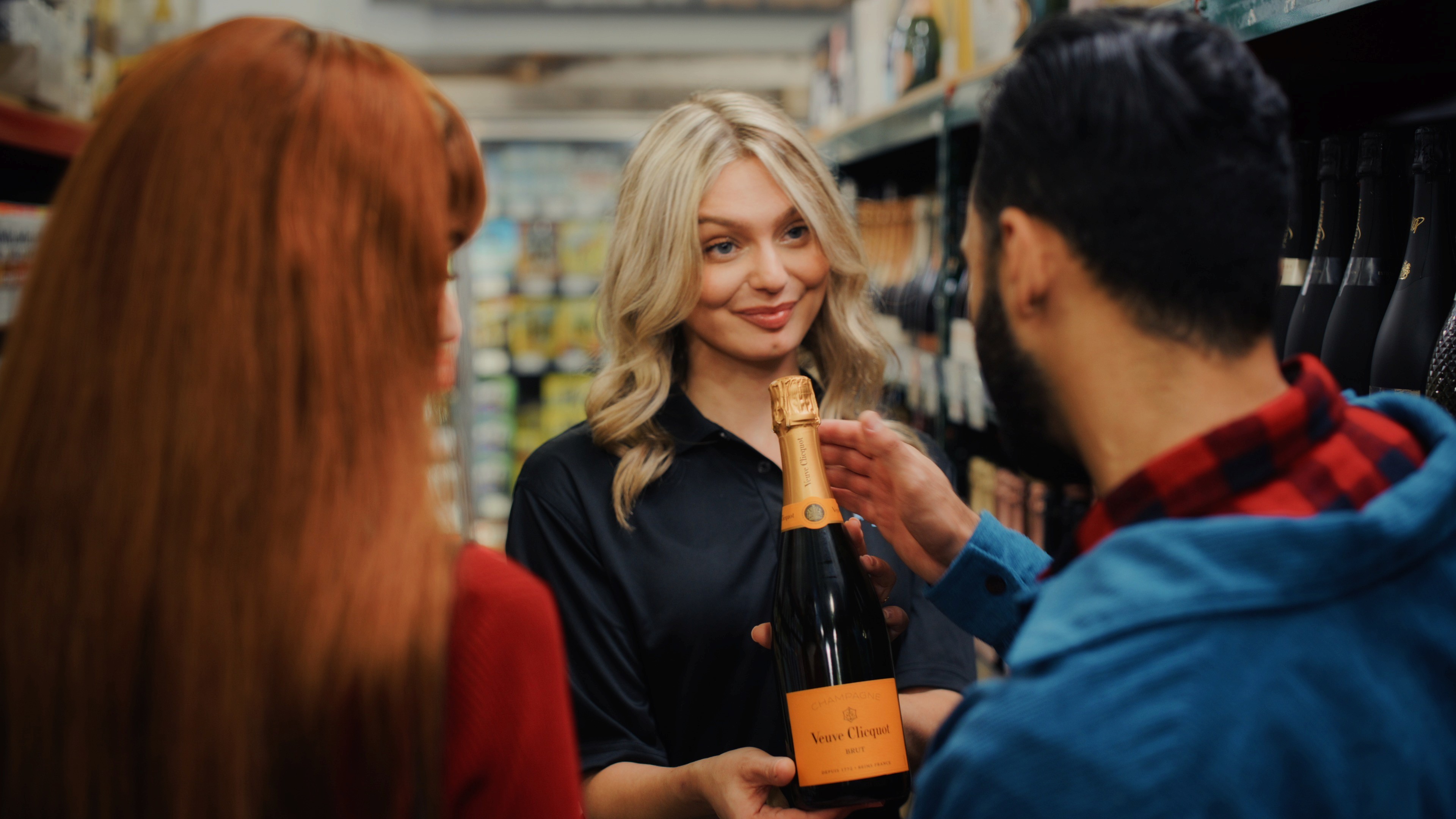 Still from Holiday Cheers, a commercial for Bevmo (2025).
