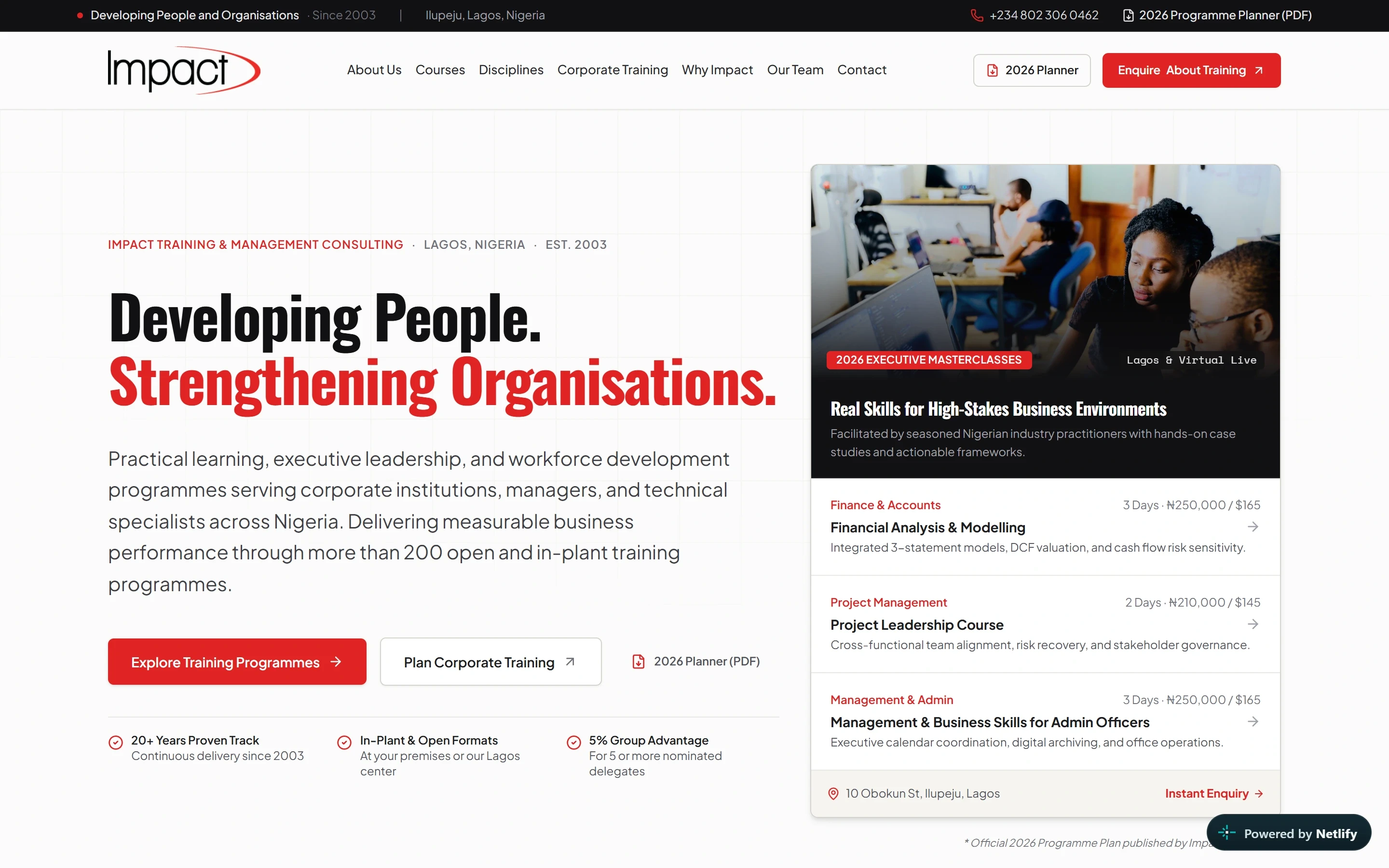 Independent redesigned Impact homepage hero