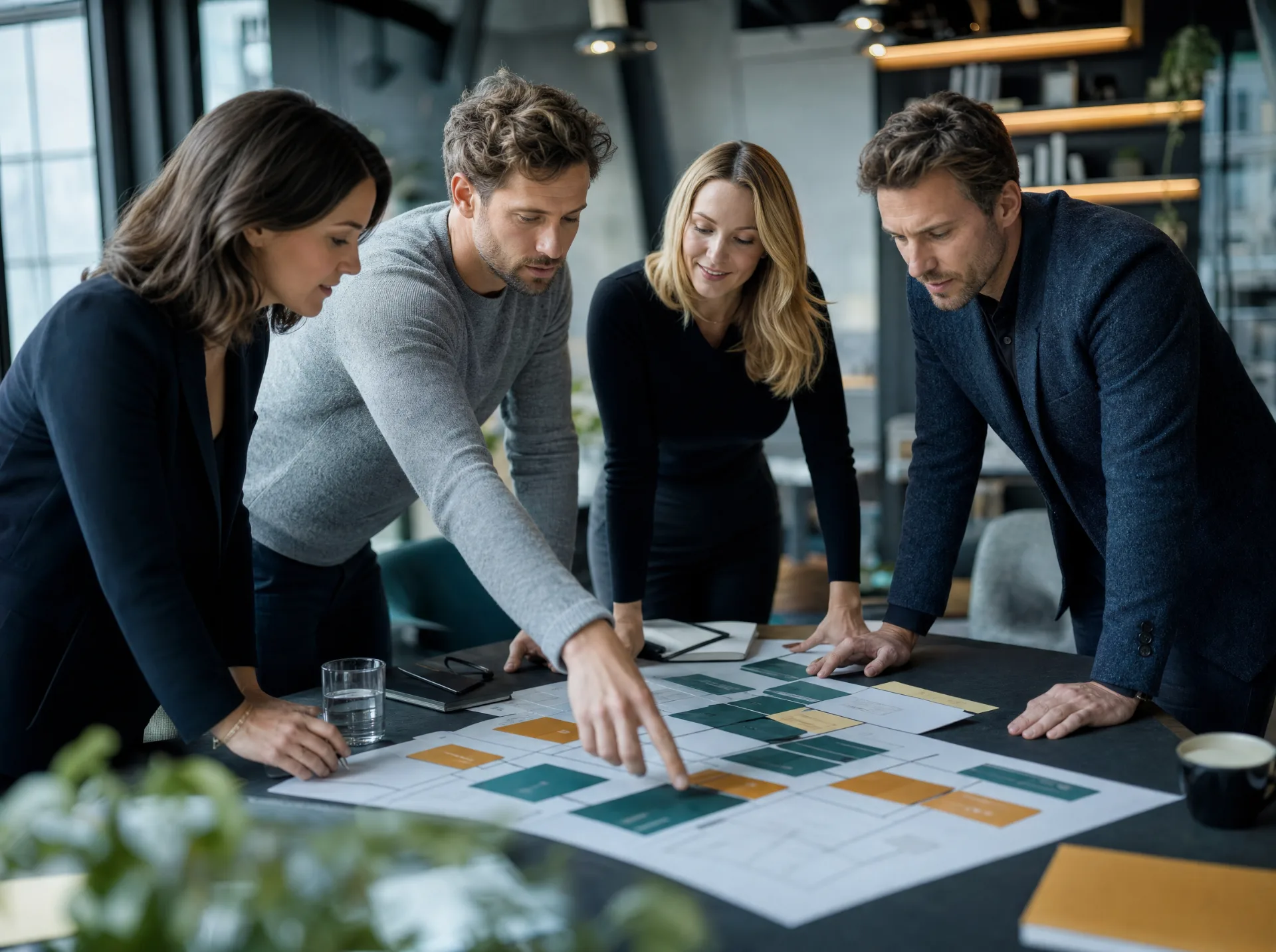 Team optimiert einen Prozessablauf (KI-generiert)