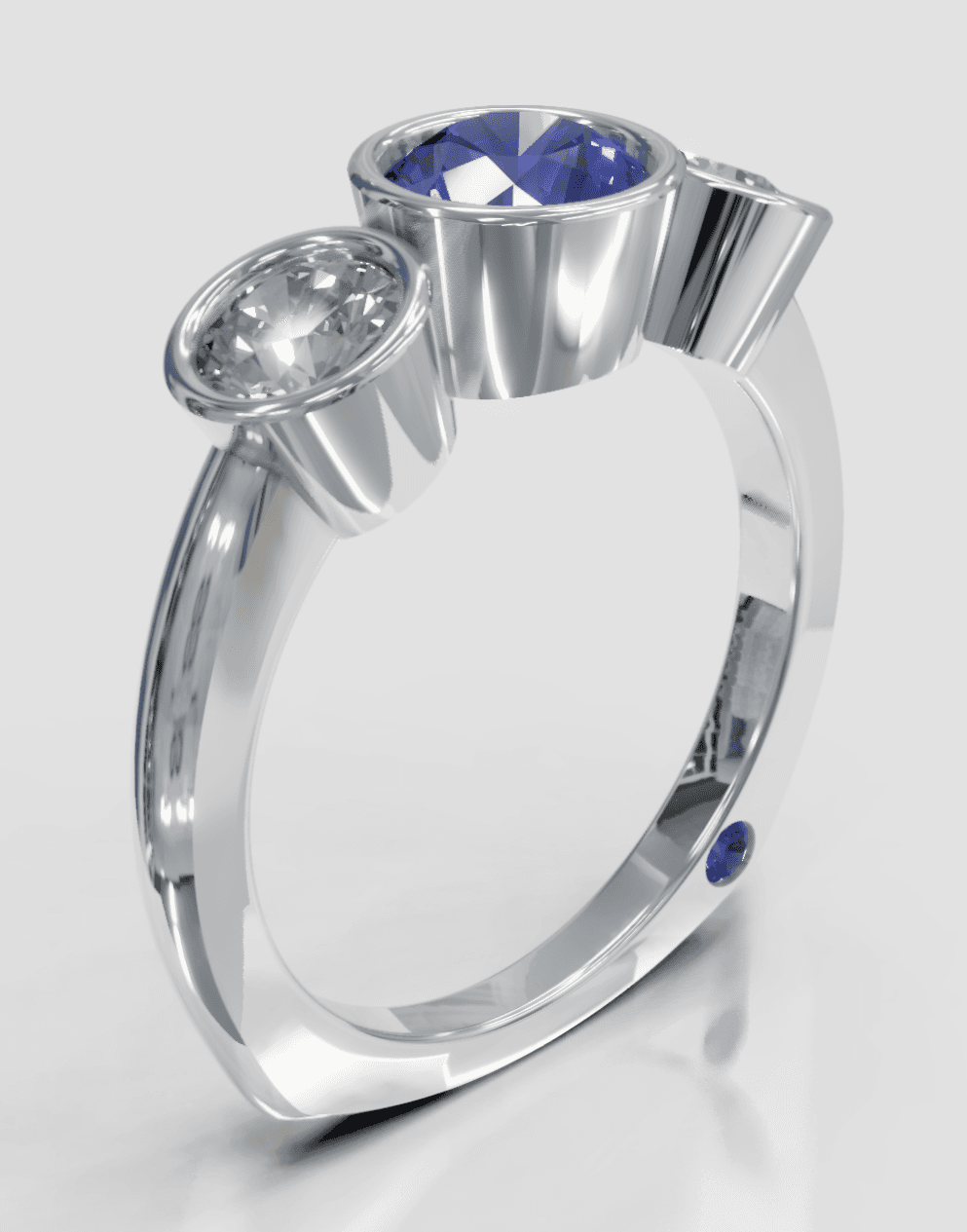 Melissa Style - Three Stone (bezel set) - $3,200 (with side diamonds)
