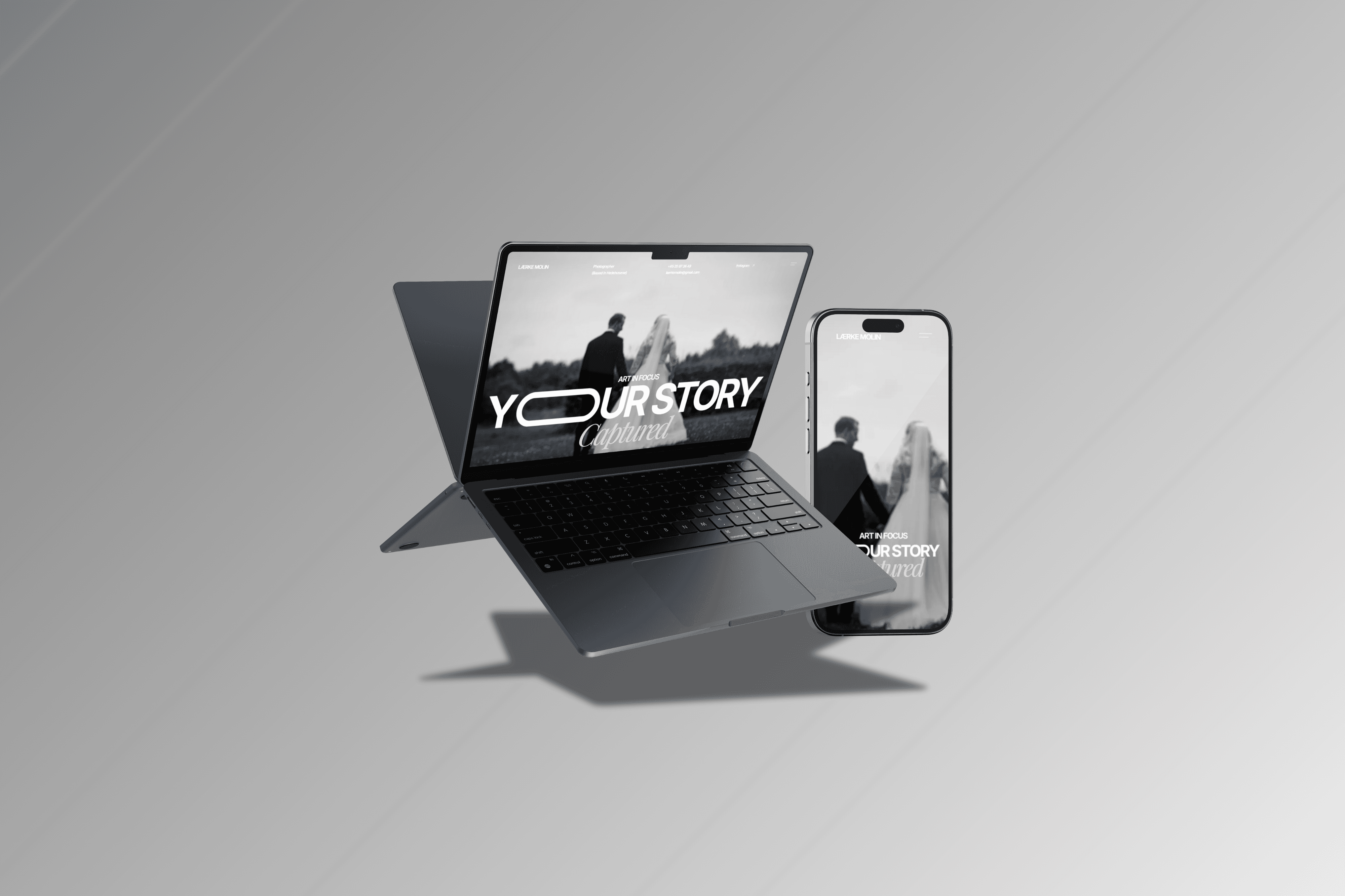 Mac and iPhone Mockup displays website made by Seoma