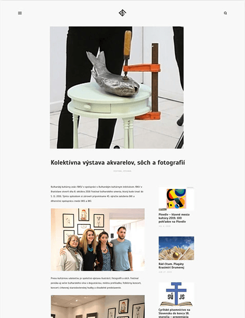 Events page featuring sculpure of a fish in metal