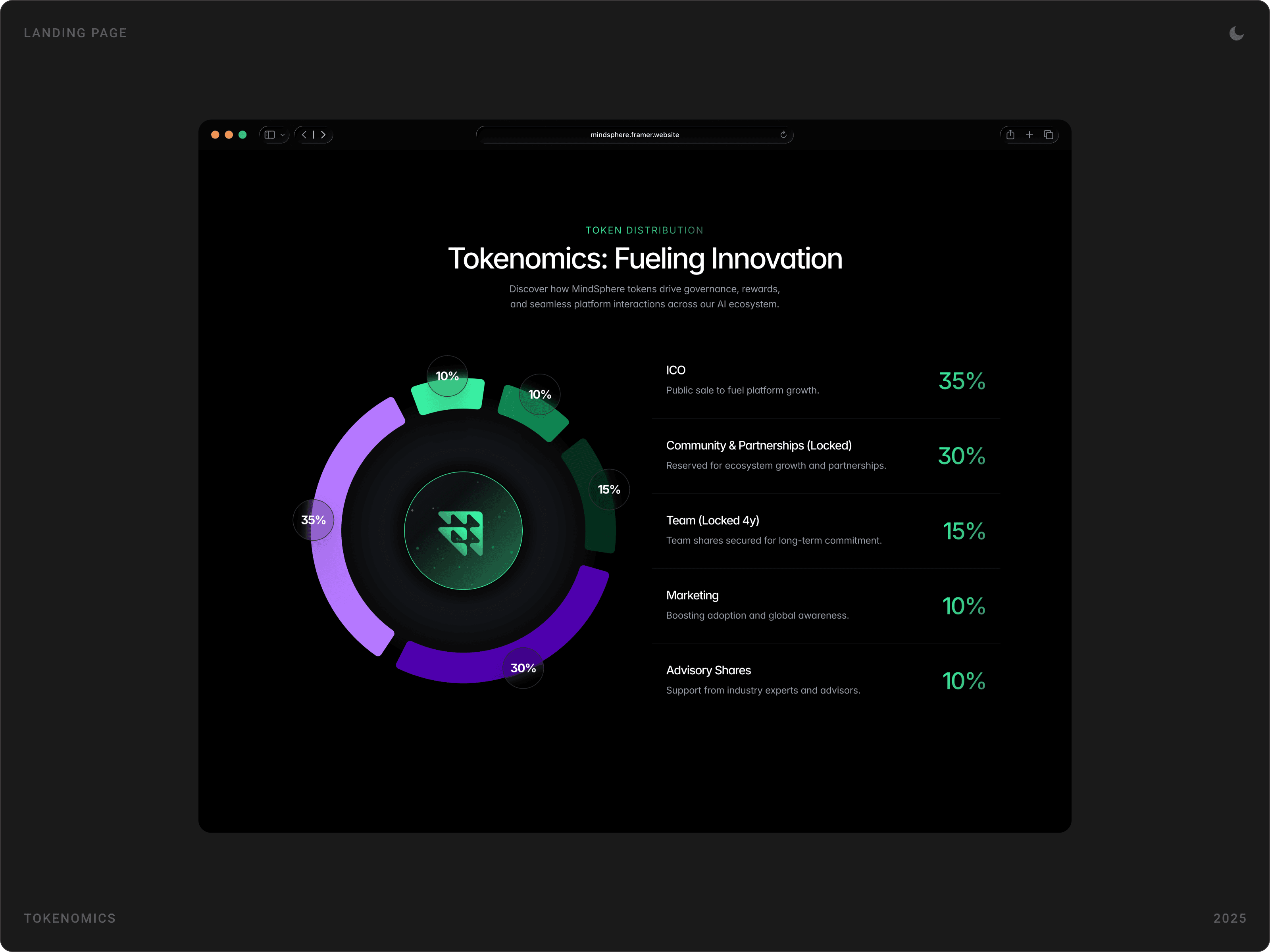 Innovative Web3 Tokenomics Distribution Section Design