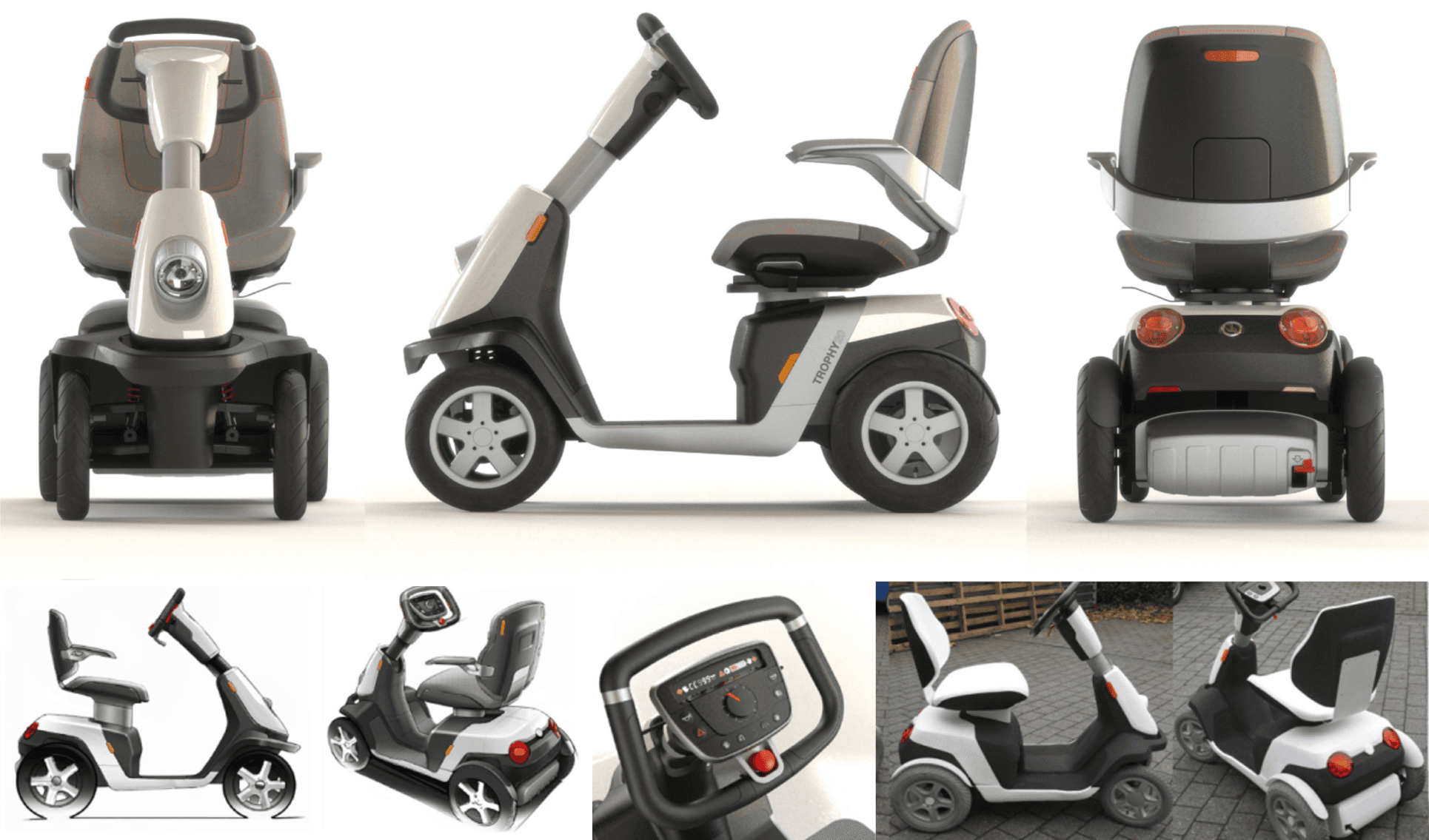 Image of the different design stages of a mobility scooter