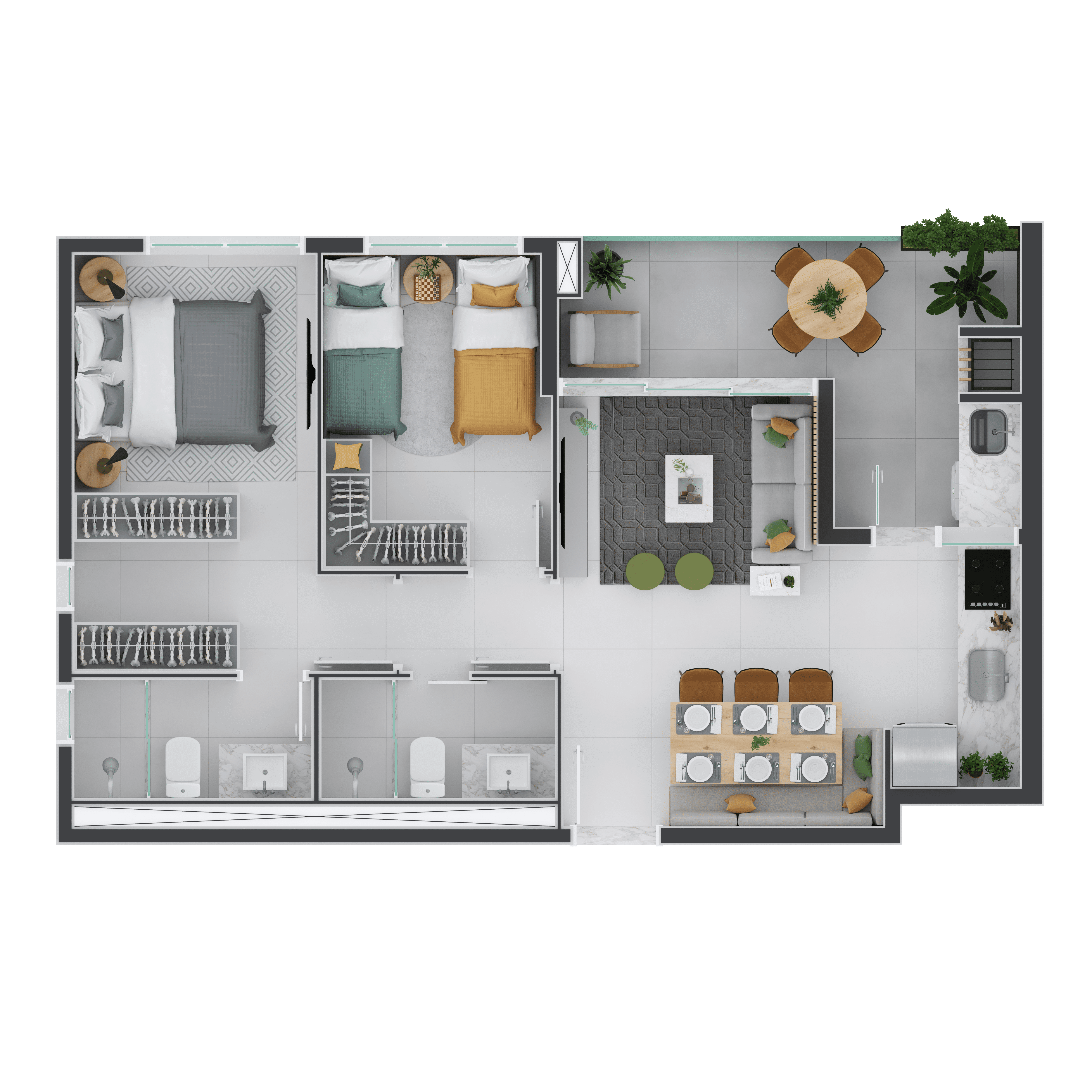 Planta Apartamento 2 quartos