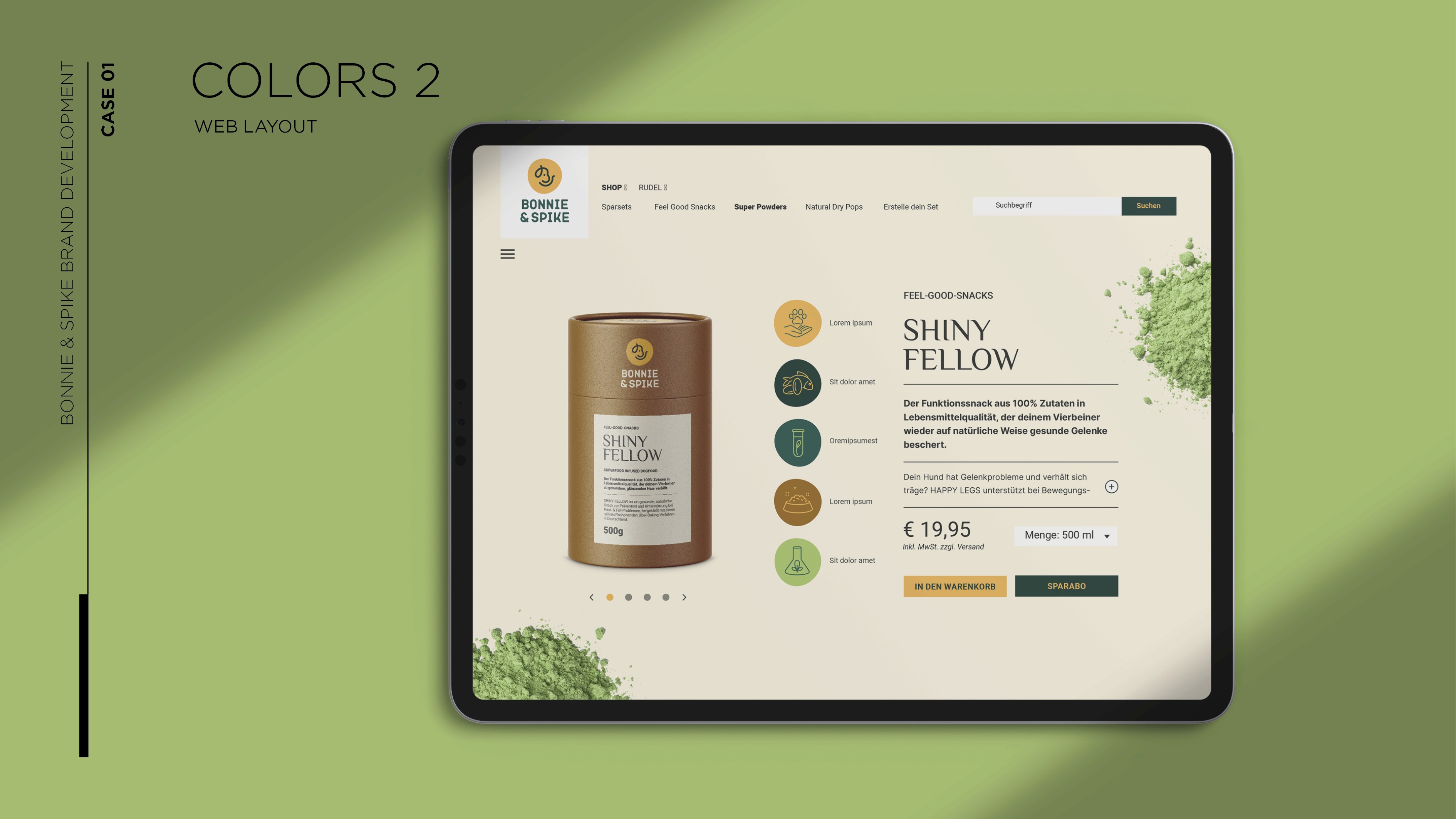 Digitale Anwendung des Brandings von Bonnie & Spike – Webdesign mit klarer, moderner Markenästhetik