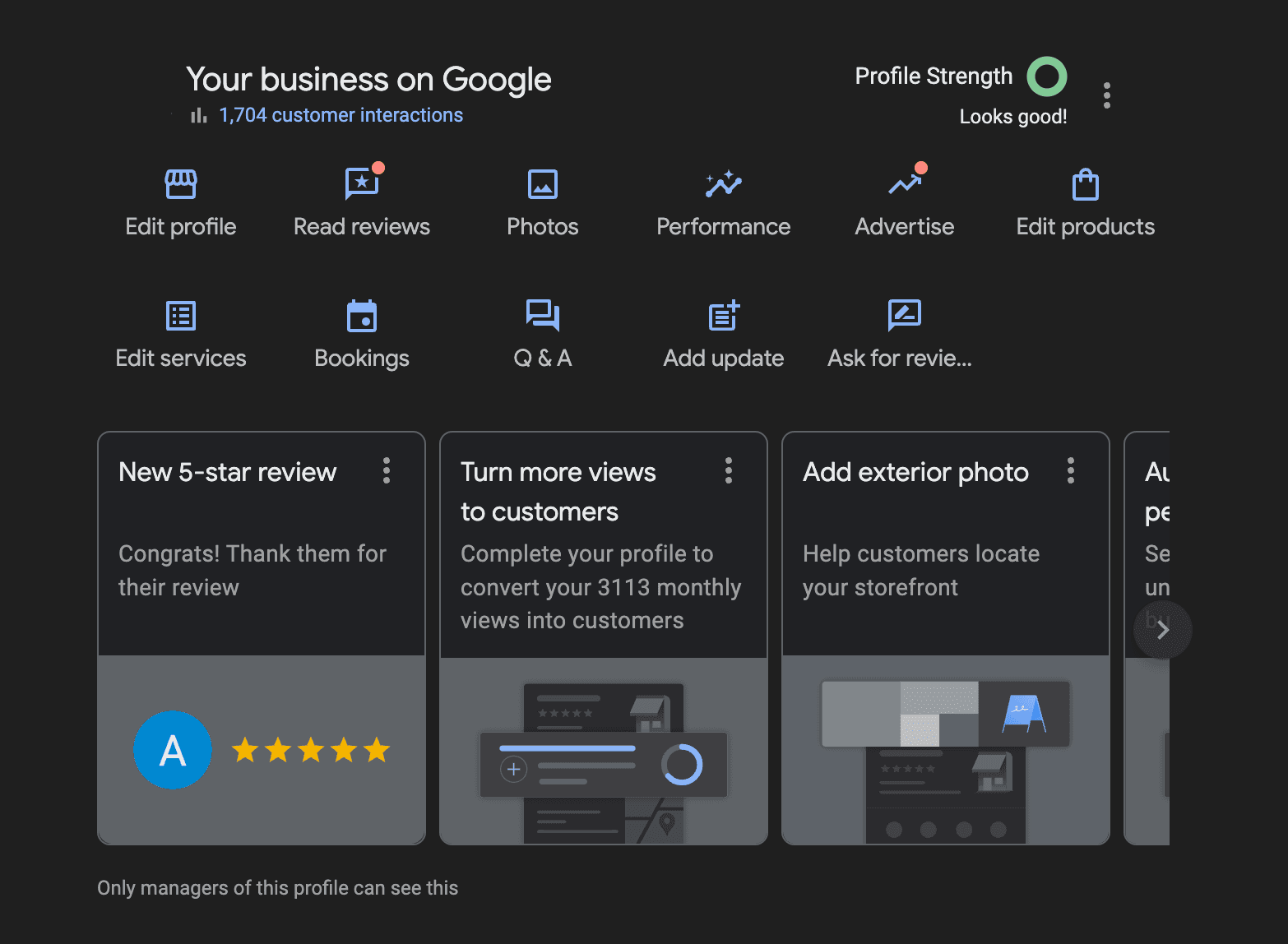 Google Business Profile dashboard