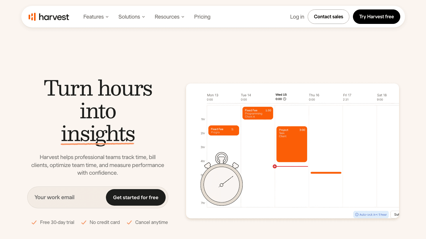 Harvest website