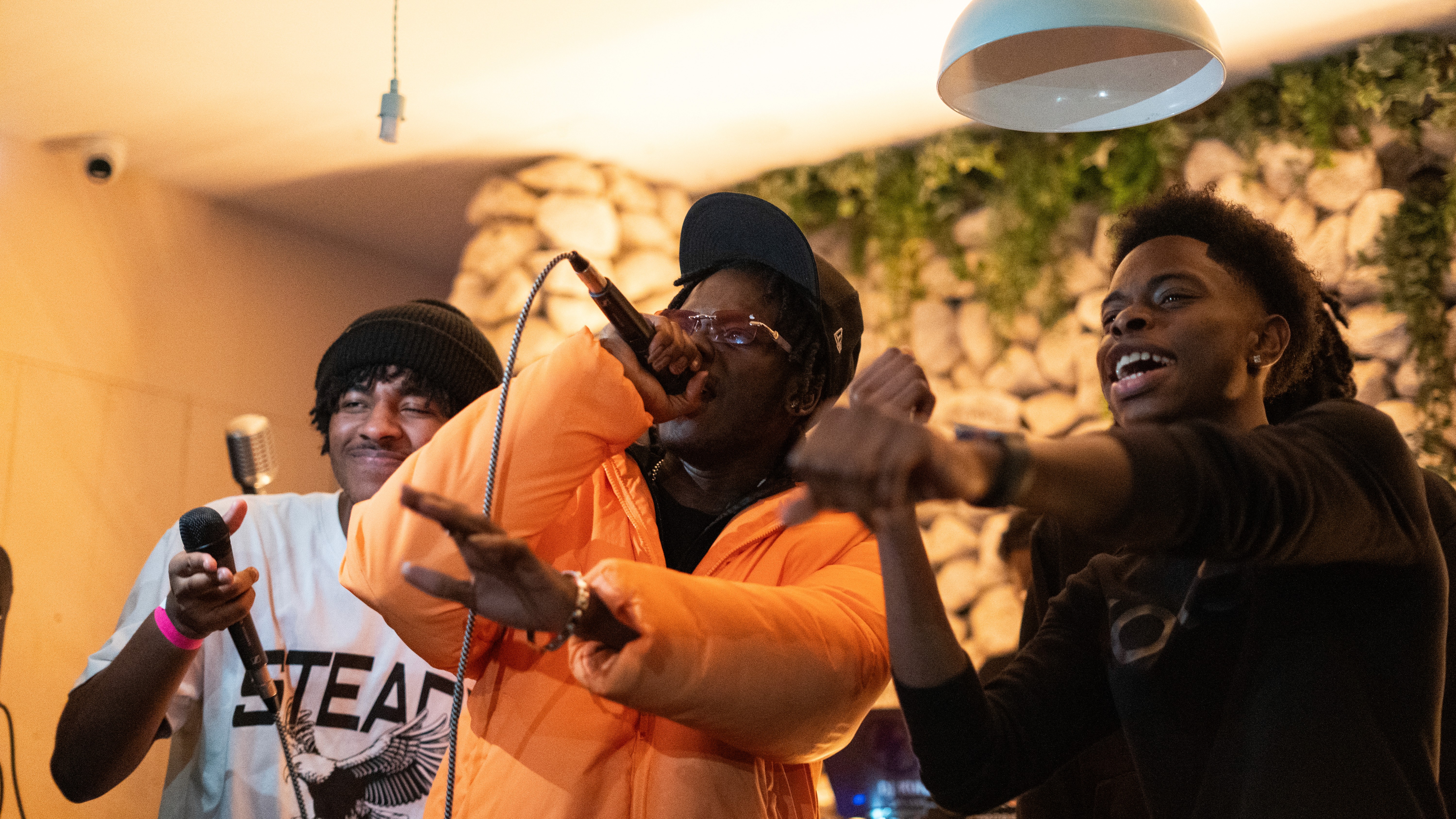 macro photography of silver and black studio microphone condenser