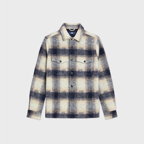 Navy Check Overshirt - SPOKE London Custom Fit Menswear 