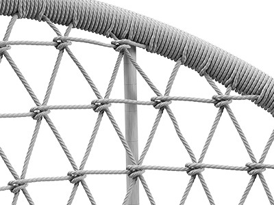 Detail of rope weave pattern on modern furniture frame